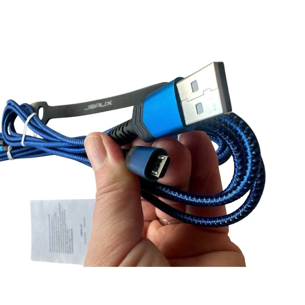 JSAUX 2 Pack Micro USB to USB-A Braided blue Cables CC0023 6.6 FT Each